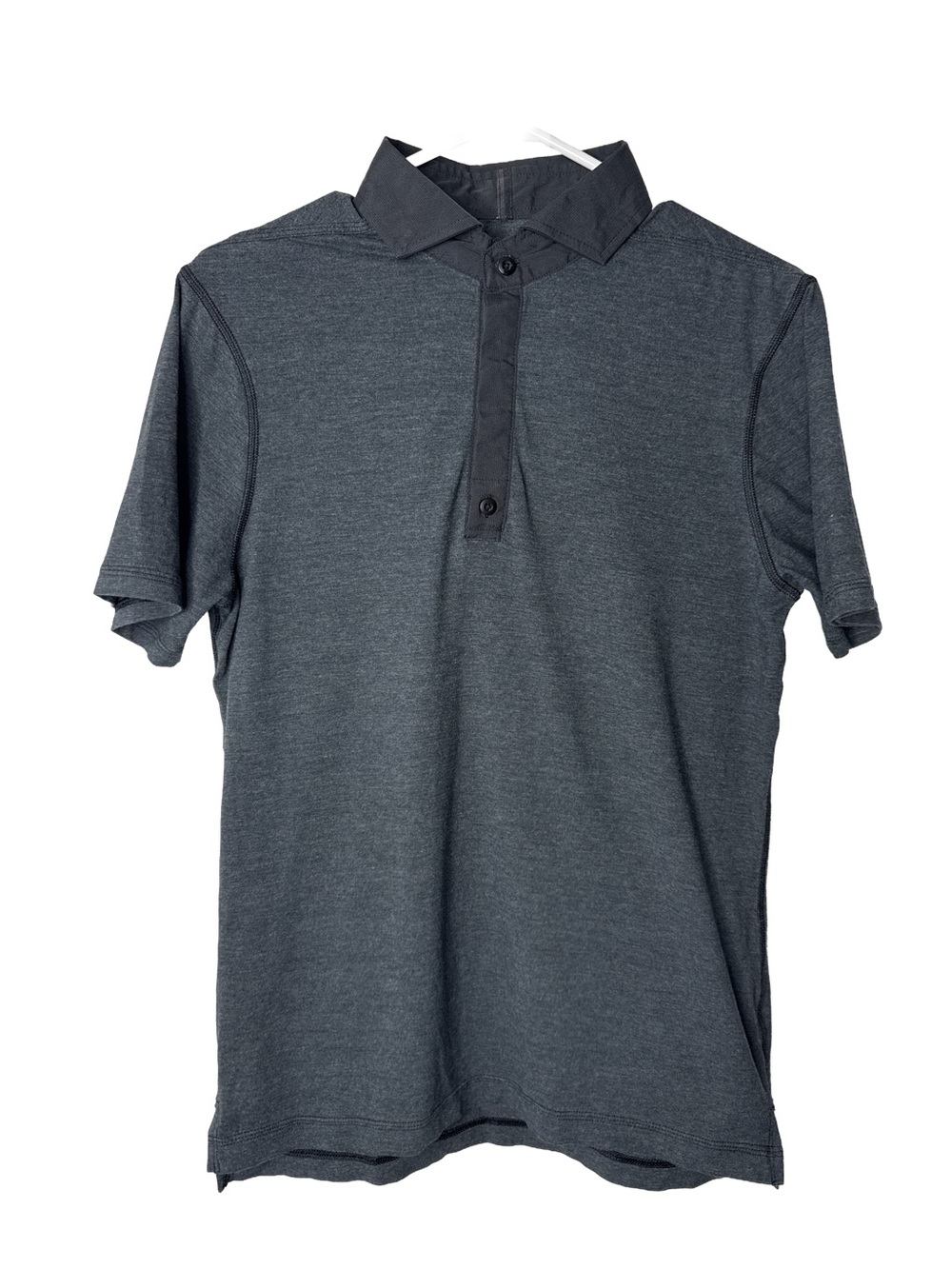 LULULEMON Men's Charcoal Gray Logo Golf Polo Activewear Short Sleeve Shirt XS
